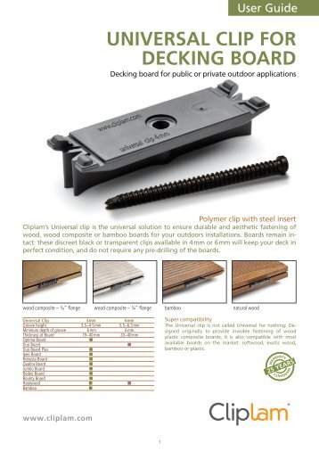 Universal clip for decking board - Geolam