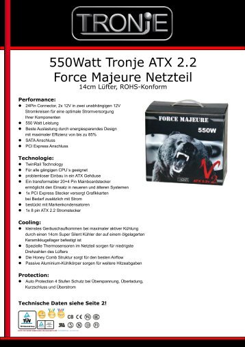 550watt Tronje ATX 2.2 Force Majeure Netzteil