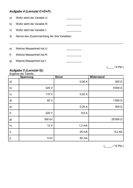 Prüfung 6: Elektronik (Stromkreis) - Gegenschatz.net