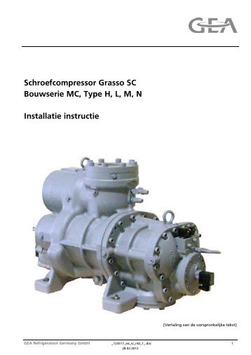 Schroefcompressor Grasso SC Bouwserie MC, Type H, L, M, N ...