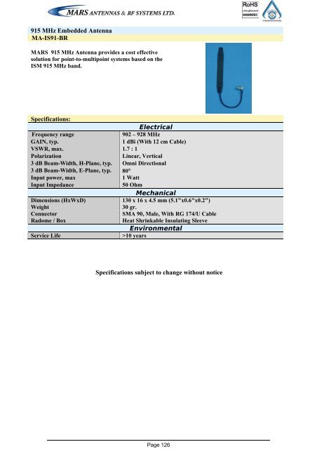 Broadband Access Antennas (WLL,WLAN,WiMAX,802.11) - Gigacomp