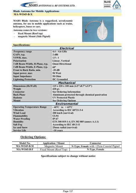 Broadband Access Antennas (WLL,WLAN,WiMAX,802.11) - Gigacomp