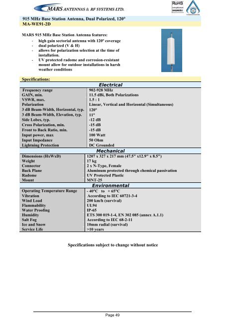 Broadband Access Antennas (WLL,WLAN,WiMAX,802.11) - Gigacomp