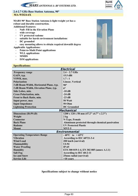 Broadband Access Antennas (WLL,WLAN,WiMAX,802.11) - Gigacomp