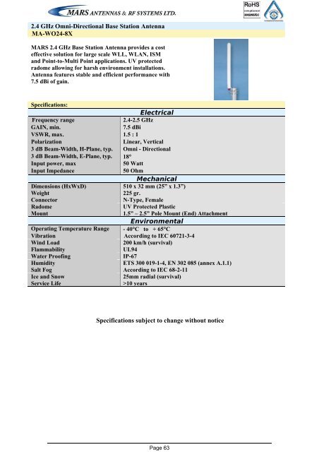 Broadband Access Antennas (WLL,WLAN,WiMAX,802.11) - Gigacomp