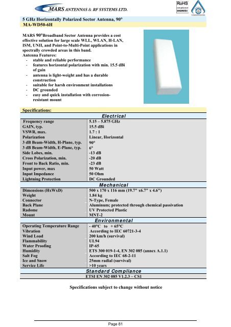 Broadband Access Antennas (WLL,WLAN,WiMAX,802.11) - Gigacomp