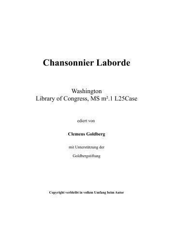 Chansonnier Laborde - Goldberg Stiftung