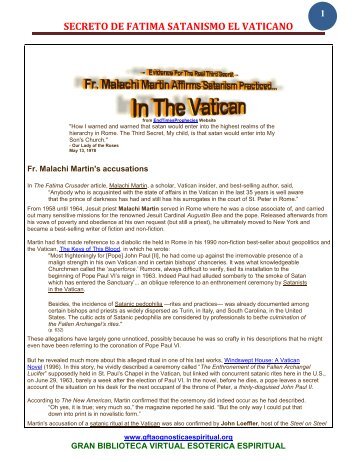 Secreto de Fátima Satanismo El Vaticano - Gran Fratervidad Tao ...