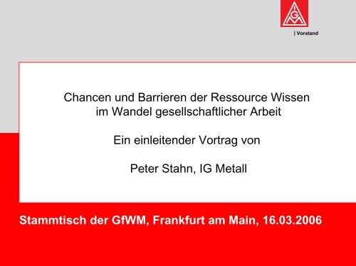 Chancen und Barrieren der Ressource Wissen im Wandel ...