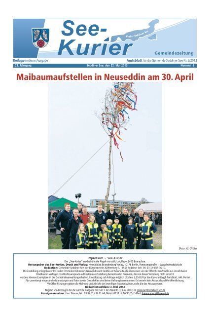 Ausgabe - Nr.5 vom 22. Mai 2013 - Gemeinde Seddiner See