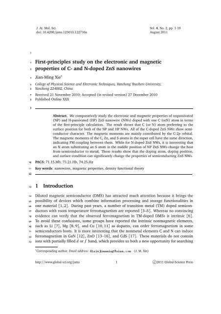 First-principles study on the electronic and magnetic properties of C ...