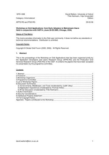 GFD-I.068 David Wallom, University of Oxford ... - Open Grid Forum