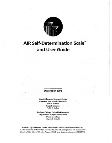 _- AIR Self-Determination Scale@ '?_'and User Gil-ide - Vase.k12.il.us