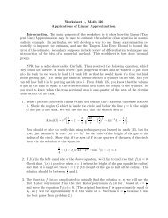 Worksheet 1, Math 126 Applications of Linear Approximation ...