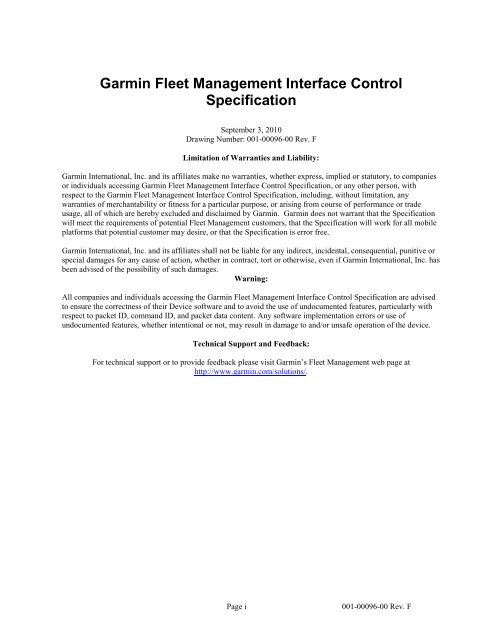 Garmin Fleet Management Interface Control Specification - GetACoder