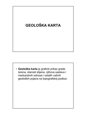 15. Geološko kartiranje i geološka građa BiH