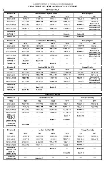 Time Table for First Semester BE2010-11 - Gogte Institute of ...