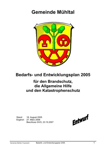 Gemeinde Mühltal Bedarfs- und Entwicklungsplan 2005 für den ...