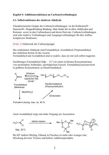 Additionsreaktionen an Carbonylverbindungen - Institut für ...