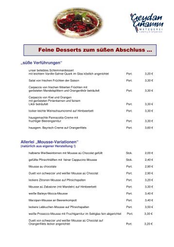 Feine Desserts zum süßen Abschluss … … - Geydan-Gnamm