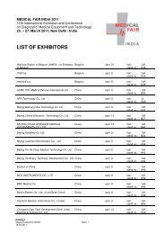 LIST OF EXHIBITORS - Medical Fair India