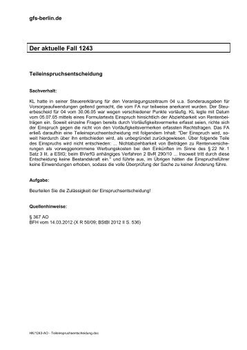 Teileinspruchsentscheidung - GFS-Berlin