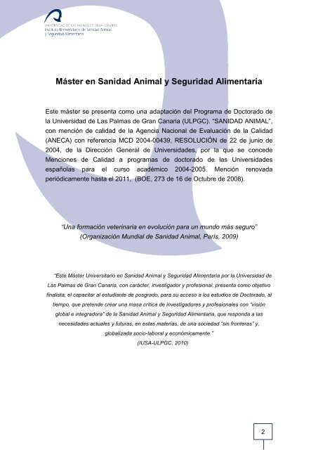 máster universitario sanidad animal y seguridad alimentaria - ulpgc ...