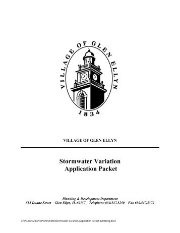 Stormwater Variation Application Packet - The Village of Glen Ellyn