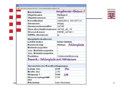 Die Datenbank Wanderhindernisse der hessischen ...