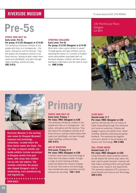 what's on for schools - Glasgow Life