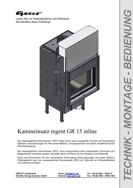 Techn. Anleitung zum regent GR 15 INLINE - Gerco