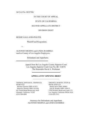 Gallanis-Politis v. Medina Appellants' Opening Brief