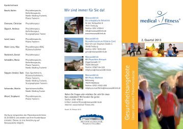 Gesundheitsangebote 2. Quartal 2013 - Gesundheitsresort Freiburg