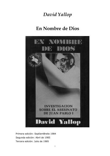 EN NOMBRE DE DIOS MUERTE JUAN PABLO I yallop-david - Gran ...