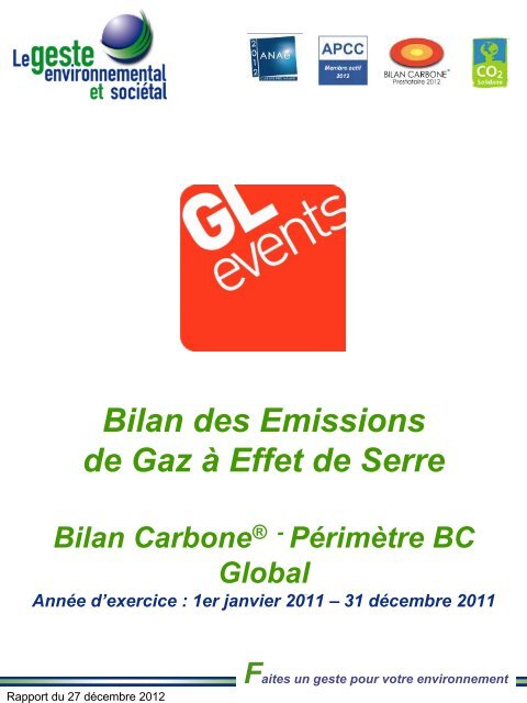 Bilan des émissions de gaz à effet de serre - GL events