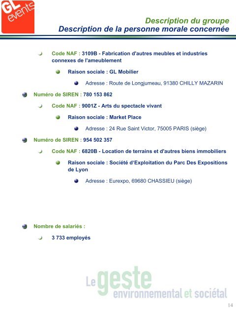 Bilan des émissions de gaz à effet de serre - GL events