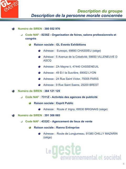 Bilan des émissions de gaz à effet de serre - GL events