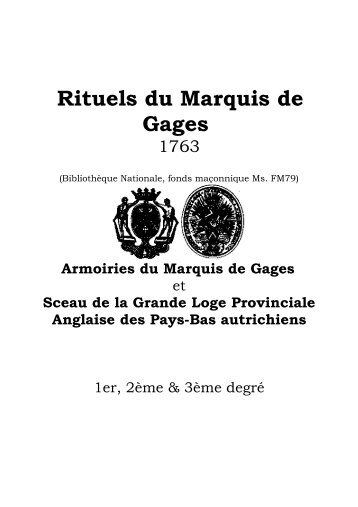 Rituels du Marquis de Gages - Grand Lodge Bet-El