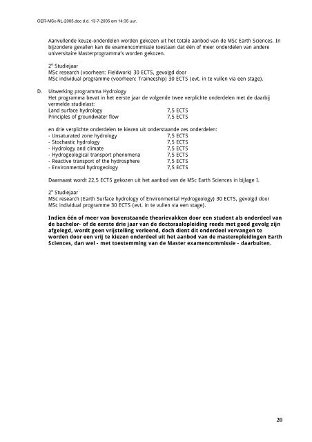 Onderwijs- en examenregeling - Faculteit Geowetenschappen ...