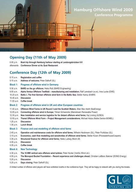 Perfect know-how hamburg offshore wind conference 12 ... - GL Group