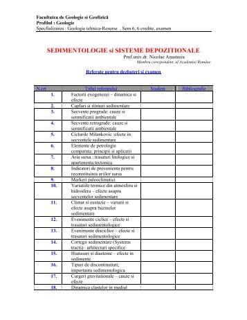 Subiecte pentru referate (dezbateri si examen) - geo.edu.ro