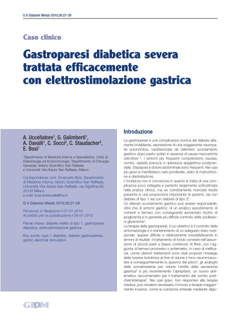 Gastroparesi diabetica - Giornale Italiano di Diabetologia e ...