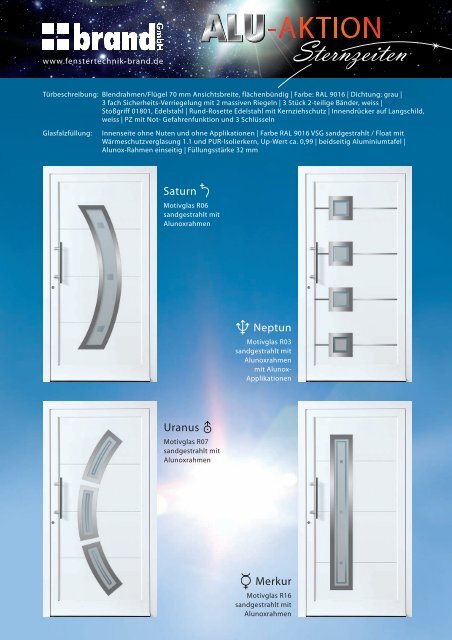 Türfüllungen - Katalog Sternzeiten - Fenstertechnik brand GmbH