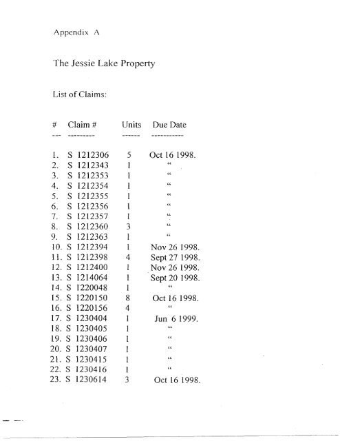 Jessie Lake Property - Geology Ontario