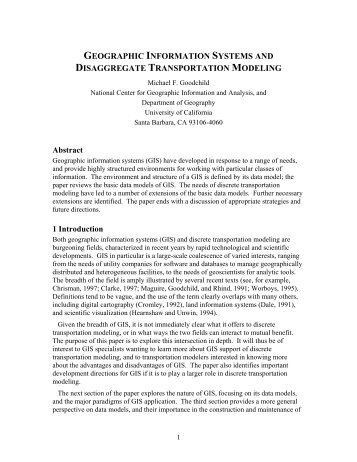 geographic information systems and disaggregate transportation