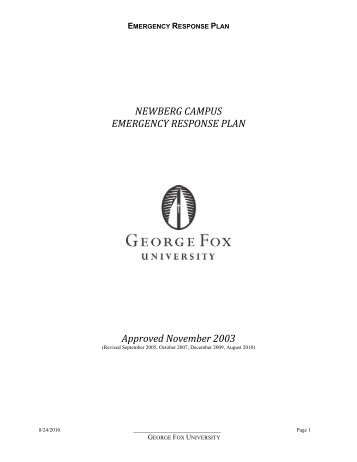 Emergency Response Plan - George Fox University