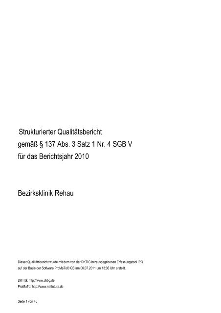 Qualitätsbericht - Kommunalunternehmen Kliniken und Heime des ...