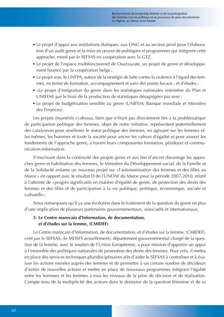 Projet « Renforcement du leadership féminin et de ... - Genre en action