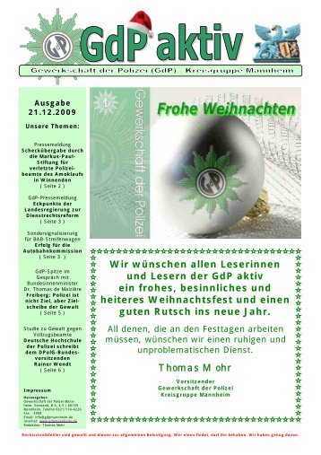 Wir wünschen allen Leserinnen und Lesern der ... - GdP Mannheim
