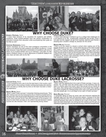 why choose duke lacrosse? - Duke University Athletics